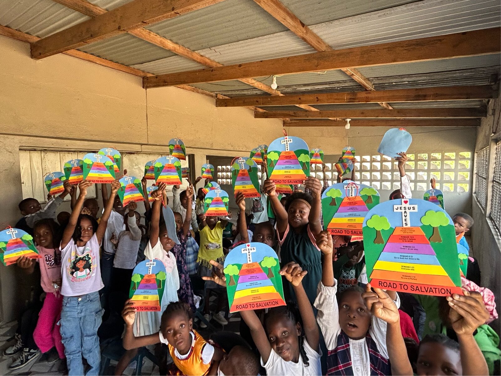 Children with their Road to Salvation crafts