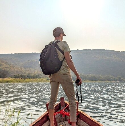 Peter Frank looking down the river in Zambia.