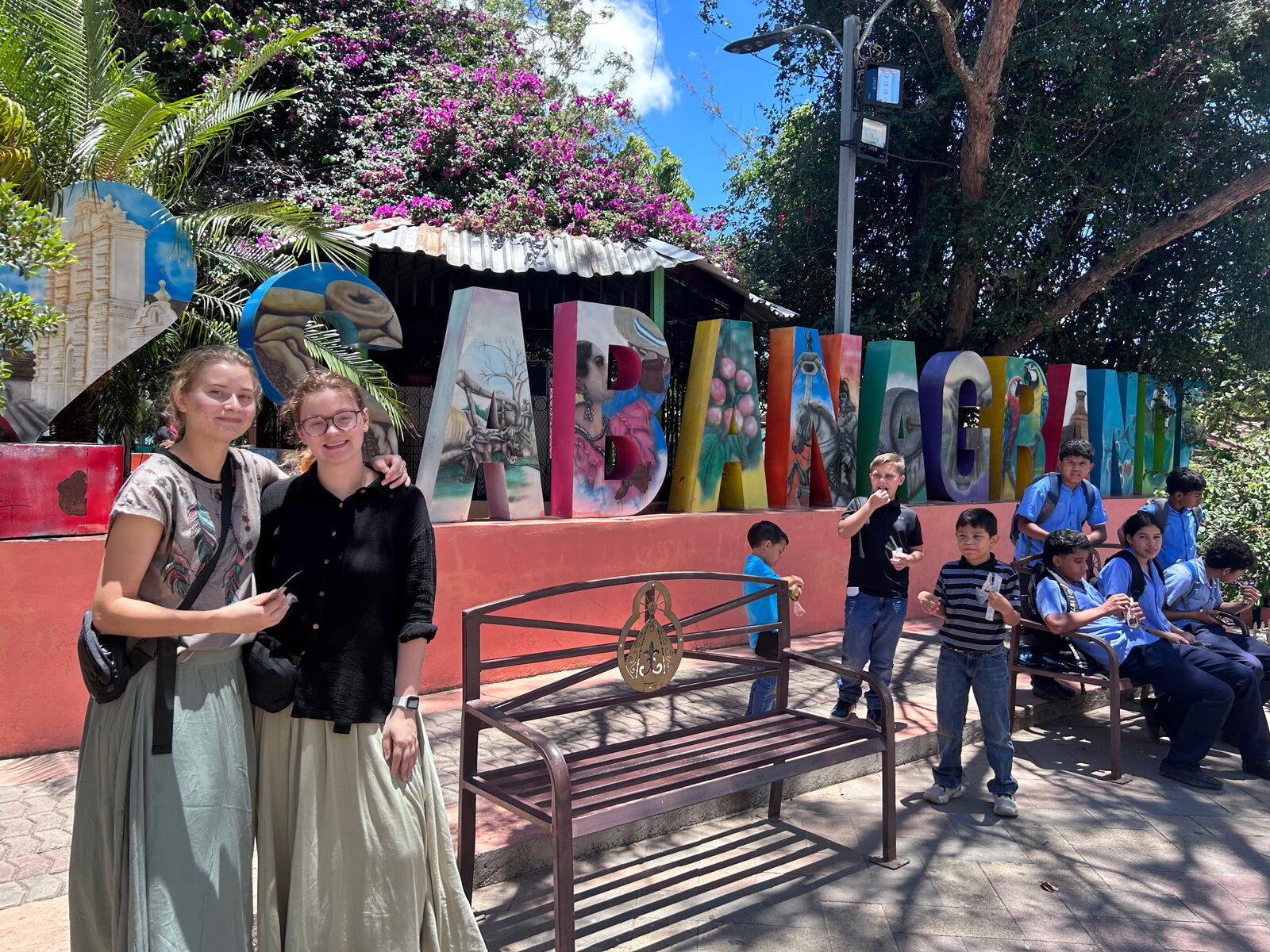 Ashley Robertson at the Sabanagrande town sign.